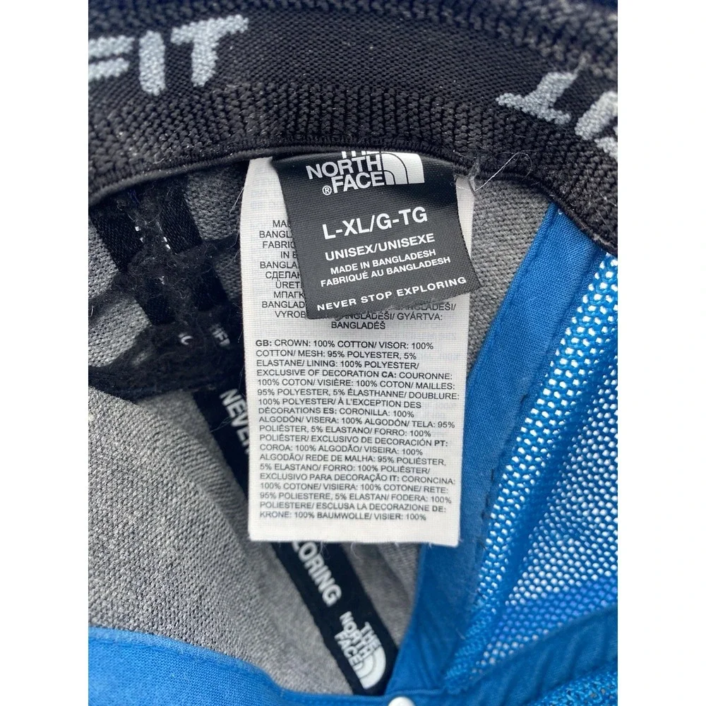 The North Face Graphic Patch Trucker Hat Cap Blue FlexFit L -‎ XL Tested Proven